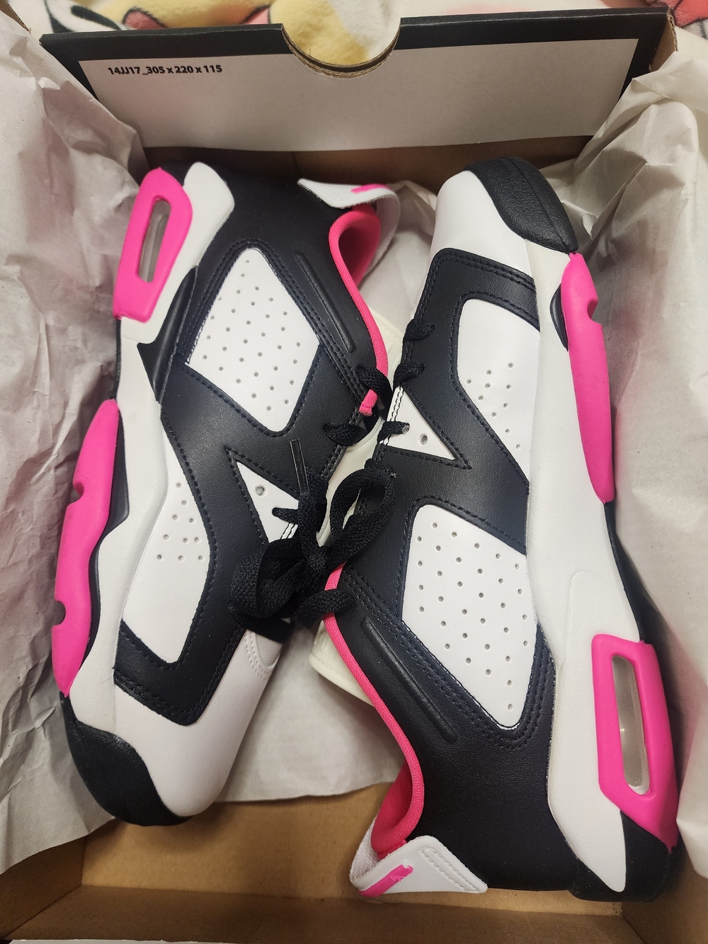 Jordan Kids Black and White Sneakers with Bright Pink Accents